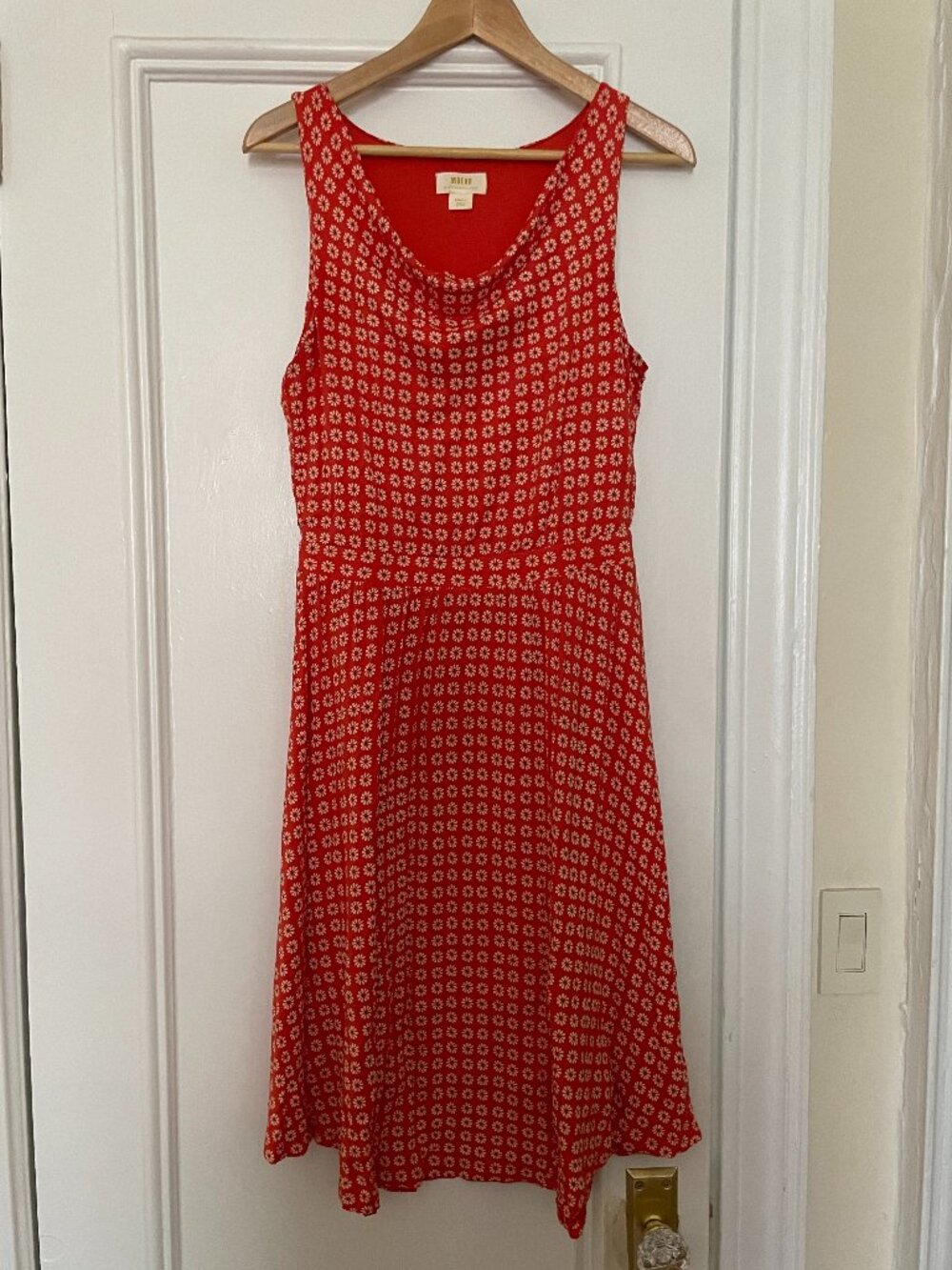 Maeve by Anthropologie Orange Daisy Floral Cowl Neck Jersey Dress S